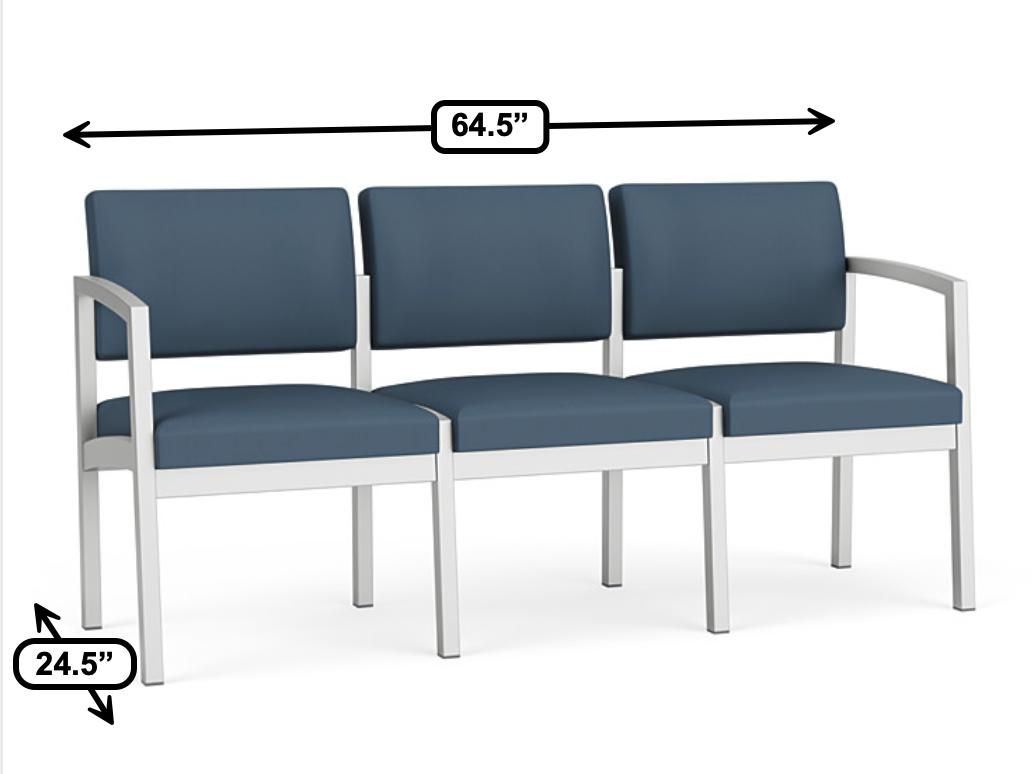 Lesro Lenox Steel Collection 3 Seat Reception Sofa Bench LS3101 
