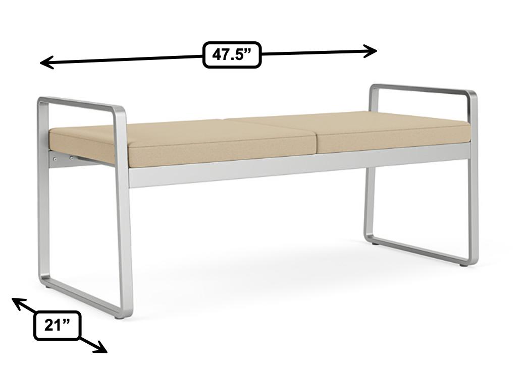  Lesro Gansett Steel Frame 2 Seat Guest Bench with Upholstered Seats GN2001 