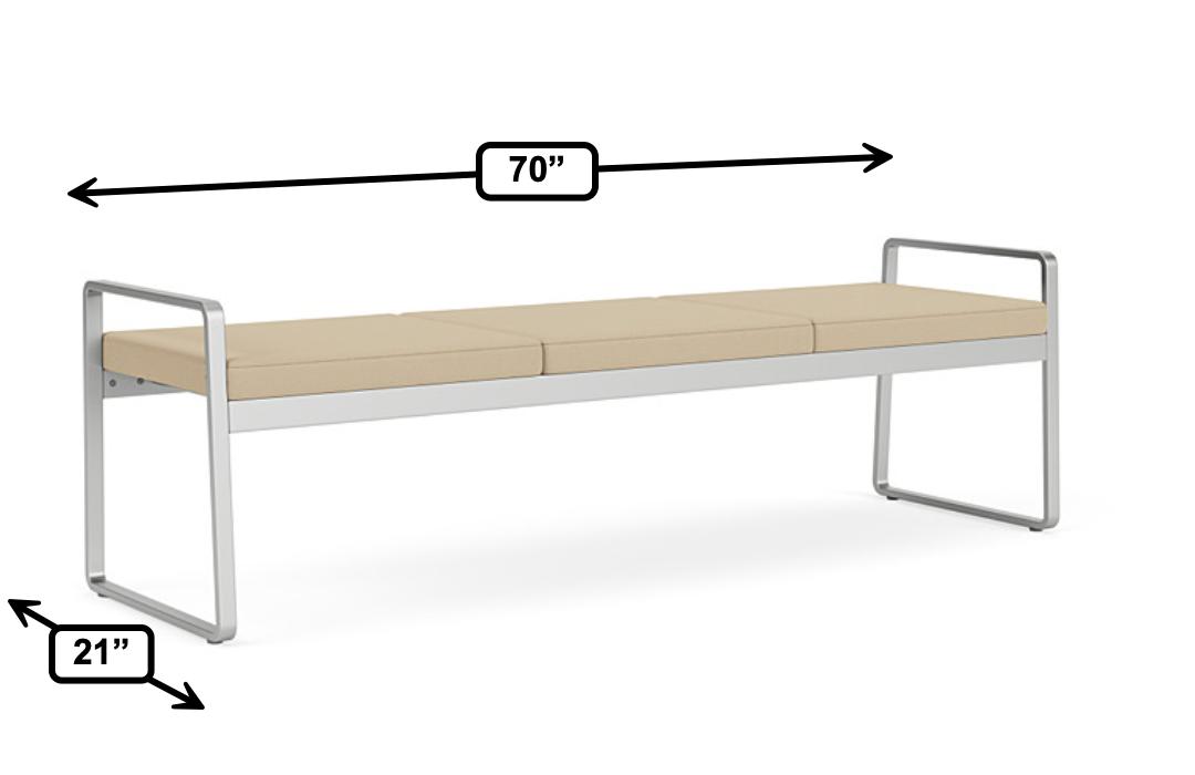  Lesro Gansett Steel Frame 3 Seat Guest Bench GN3001 