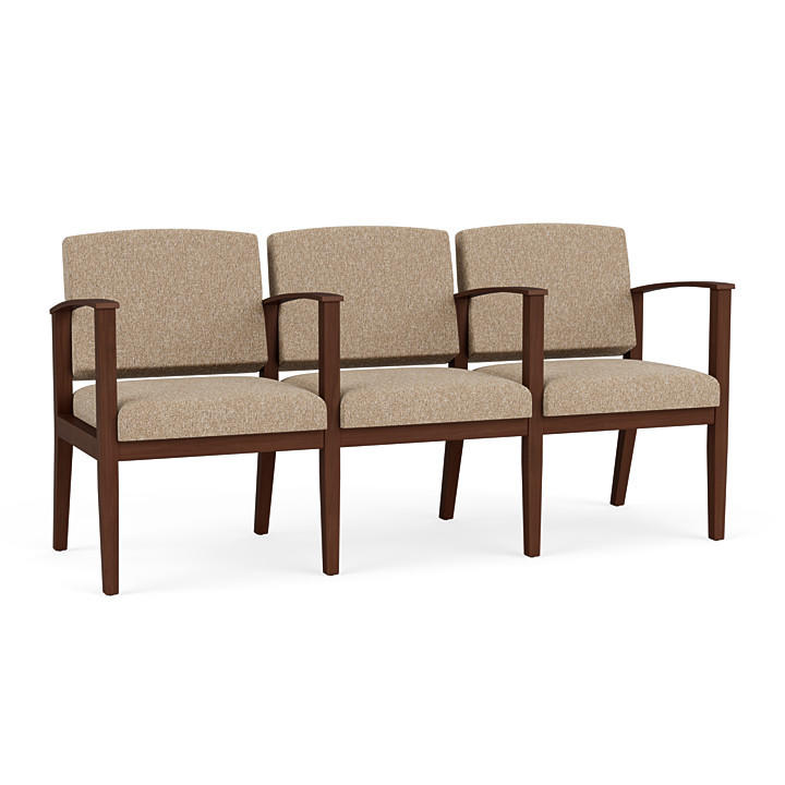  Lesro Amherst Wood 3 Seat Guest Sofa Bench with Center Arms AW3103 