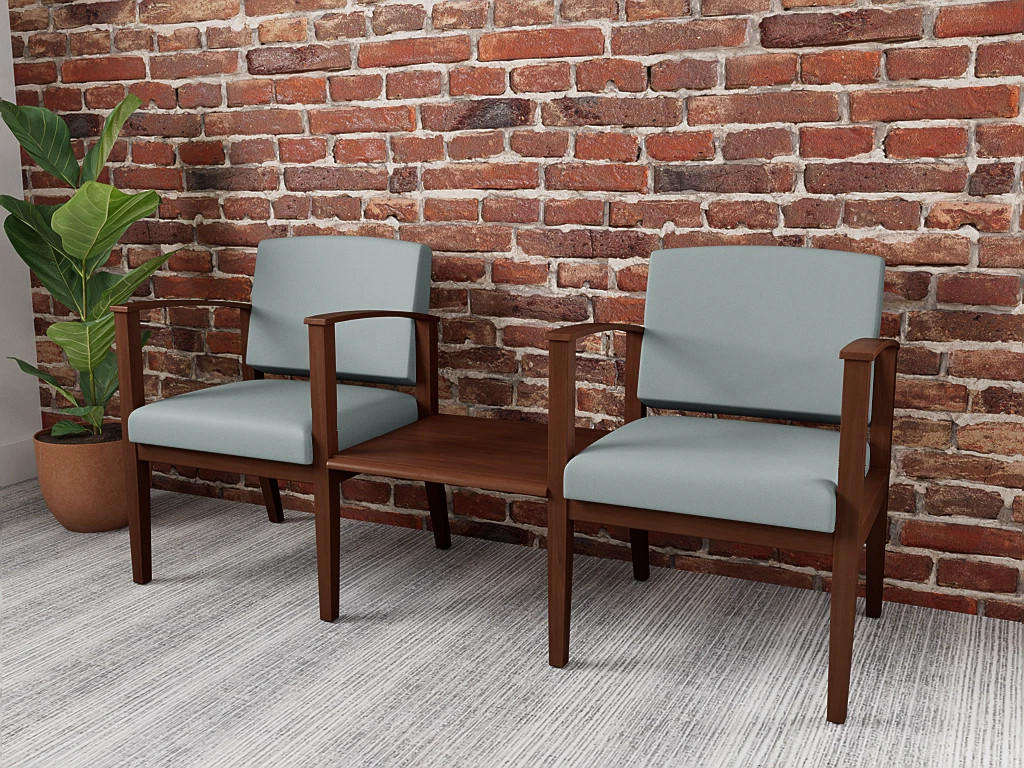  Lesro Amherst Wood 2 Seat Guest Bench with Connecting Table AW2201 