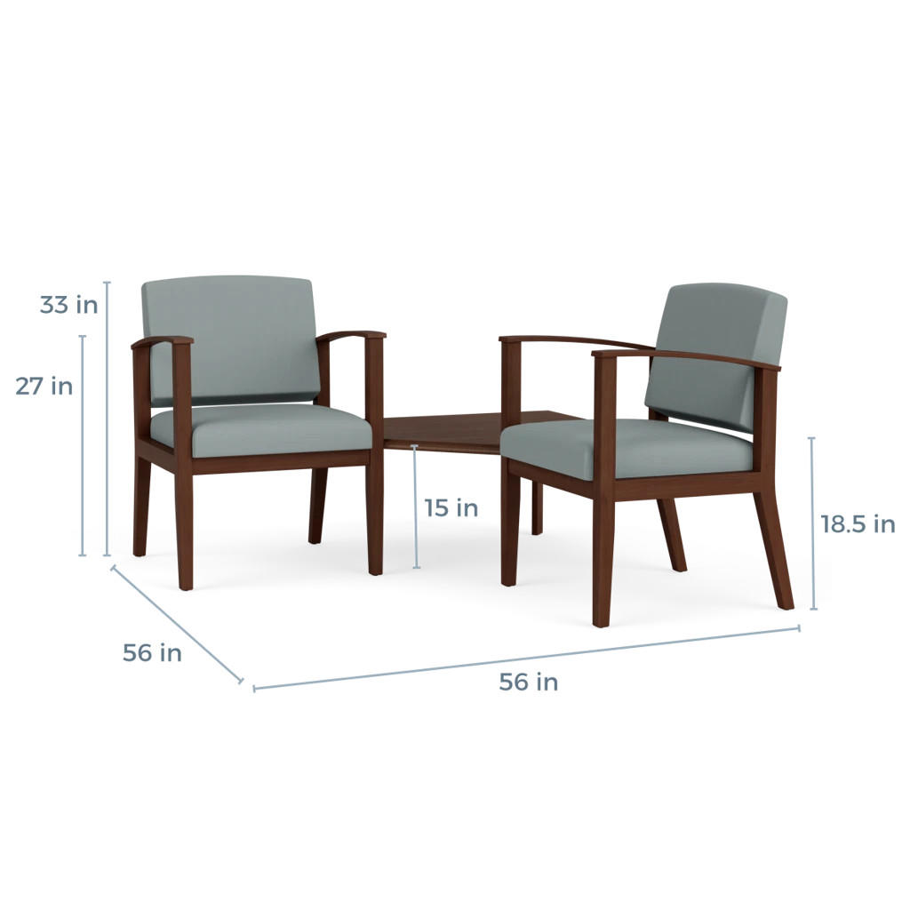  Lesro Amherst Wood 2 Seat Guest Bench with Corner Connecting Table 