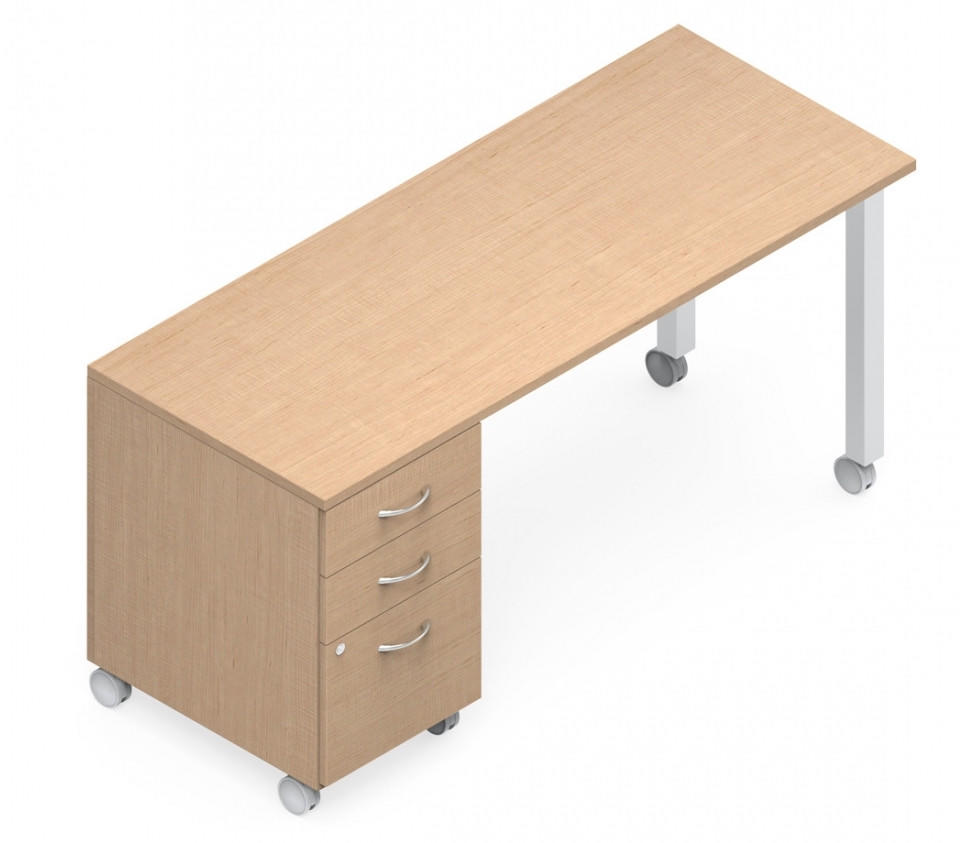 Global Total Office Global Edventure 60"W x 24"D Mobile Desk with Left Side Storage ET6024BBFLC 