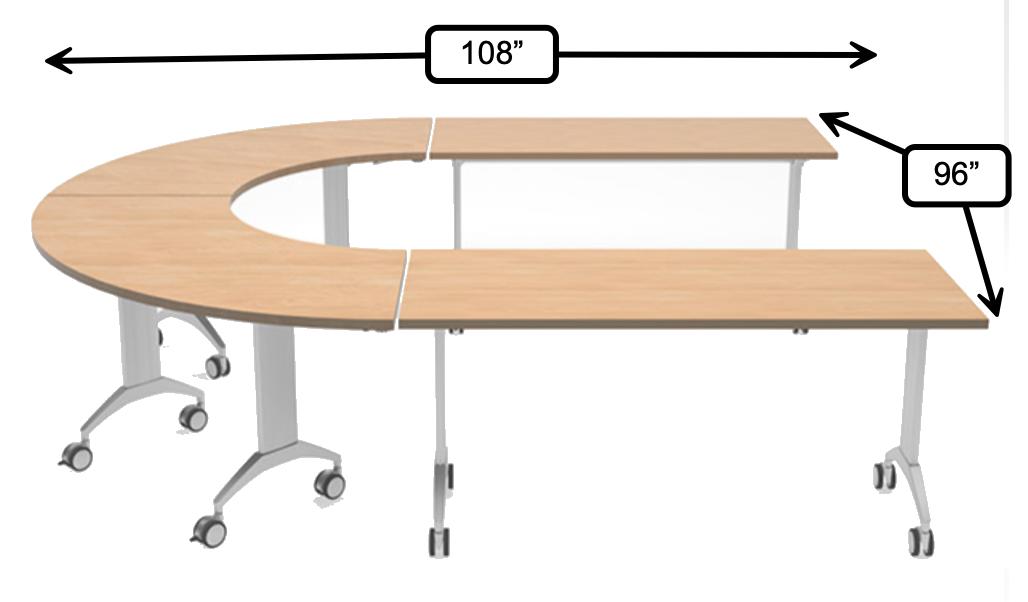  Special-T Link 4 Piece Collaborative U-Shaped Mobile Table Layout 