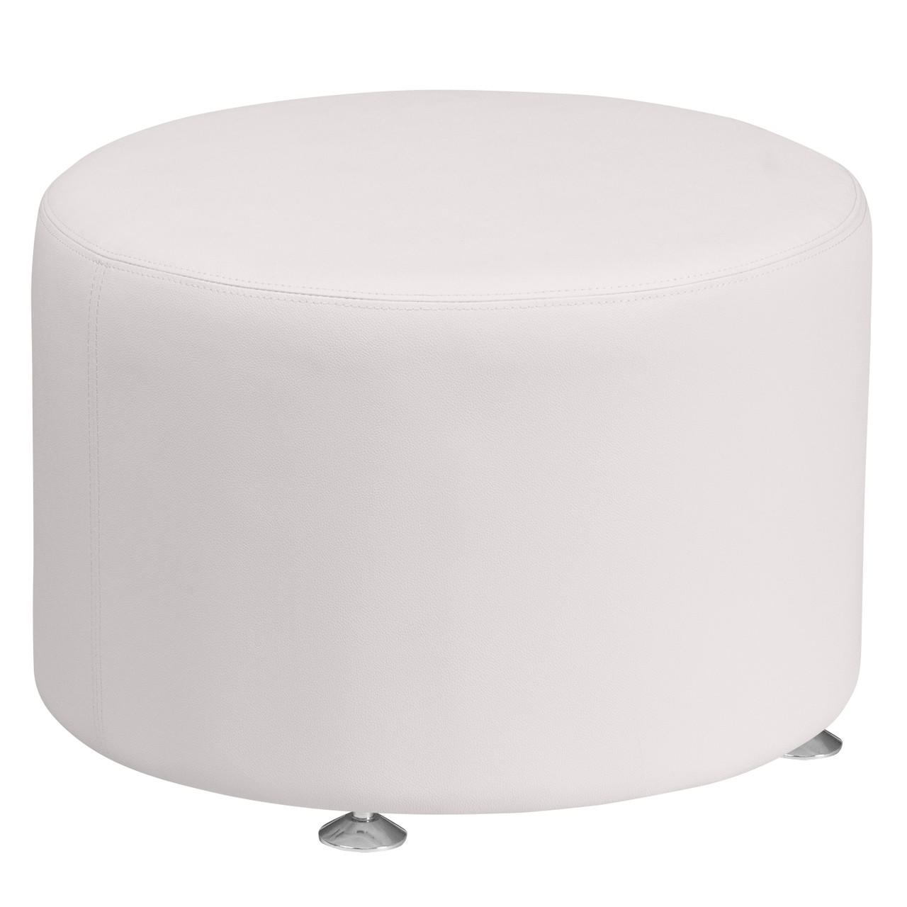  Flash Furniture Alon Series 24" White Faux Leather Round Ottoman 