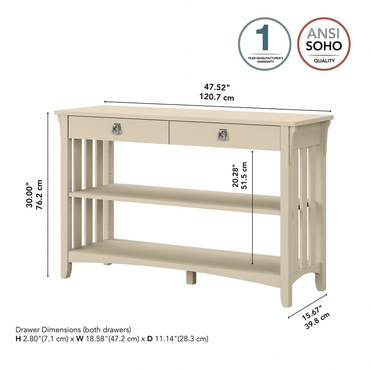 Bush Business Furniture Bush Furniture Salinas Console Table with Drawers and Shelves 