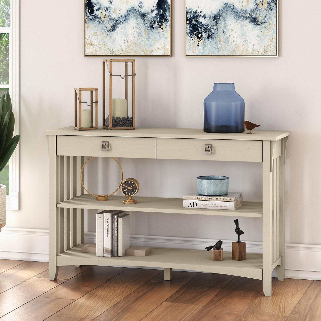 Bush Business Furniture Bush Furniture Salinas Console Table with Drawers and Shelves 