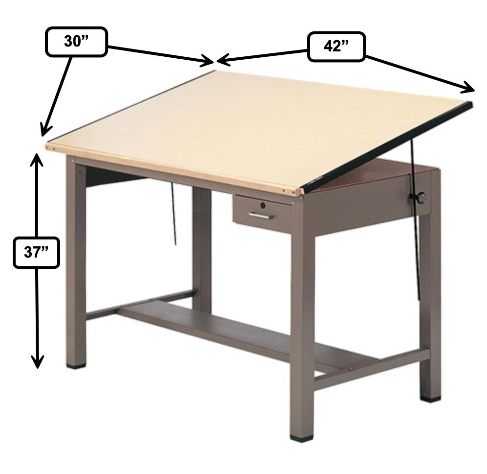 Safco Products Safco Ranger Steel 4-Post 42"W x 30"D Small Interior Designer Drafting Table with Tool Drawer
