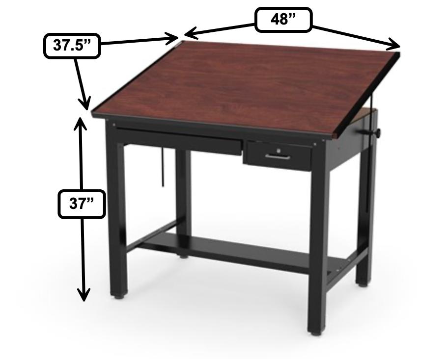 Safco Products Safco Ranger Steel 4-Post 48" x 37.5" Engineering Adjustable Top Drafting Table with Drawers