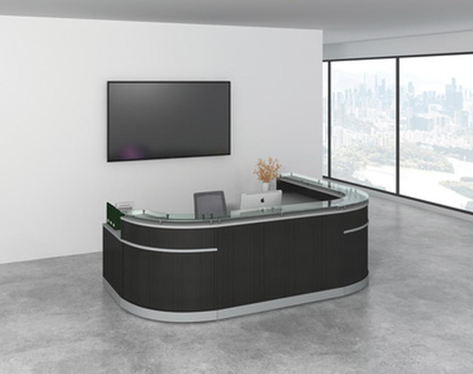 Office Source Cosmo Curved U-Shaped Reception Desk with Reversible ADA Return