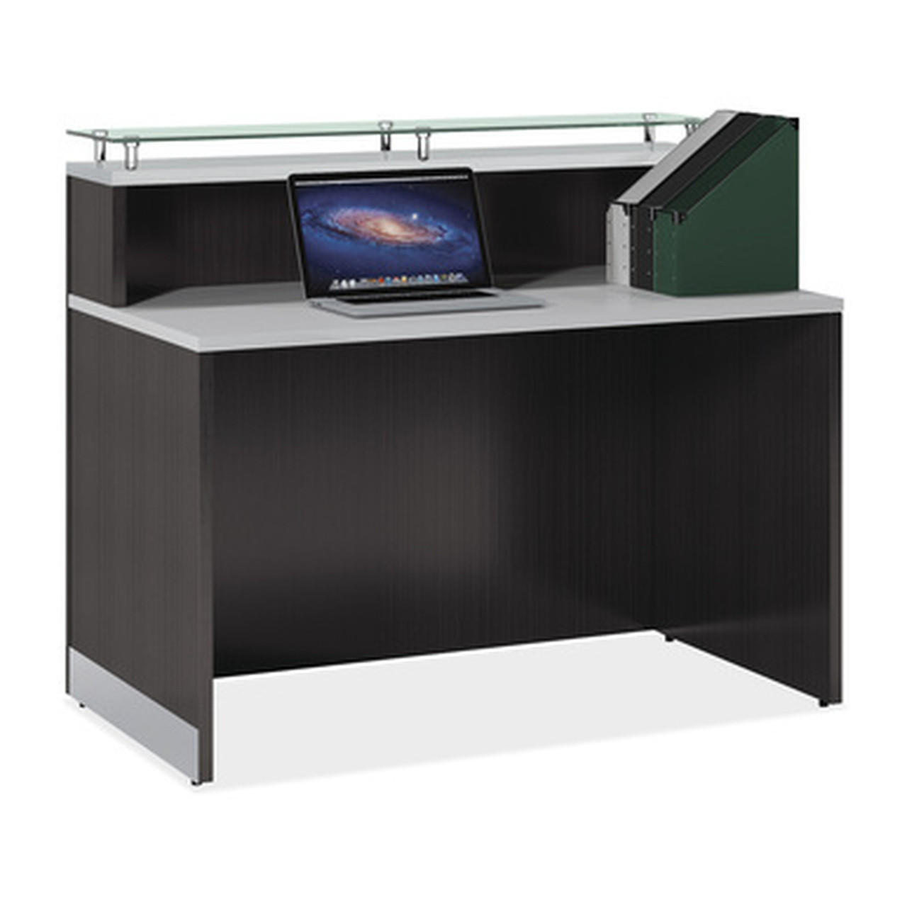  Office Source Cosmo 48"W x 32"D Glass Top Reception Desk RCN4731 