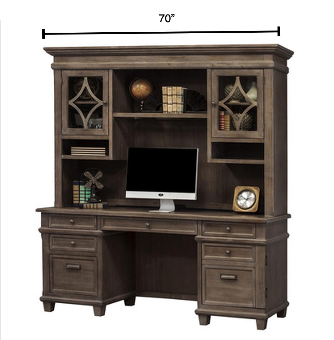  Office Source Monroe Weathered Dove Gray Wood Veneer Credenza with Hutch 