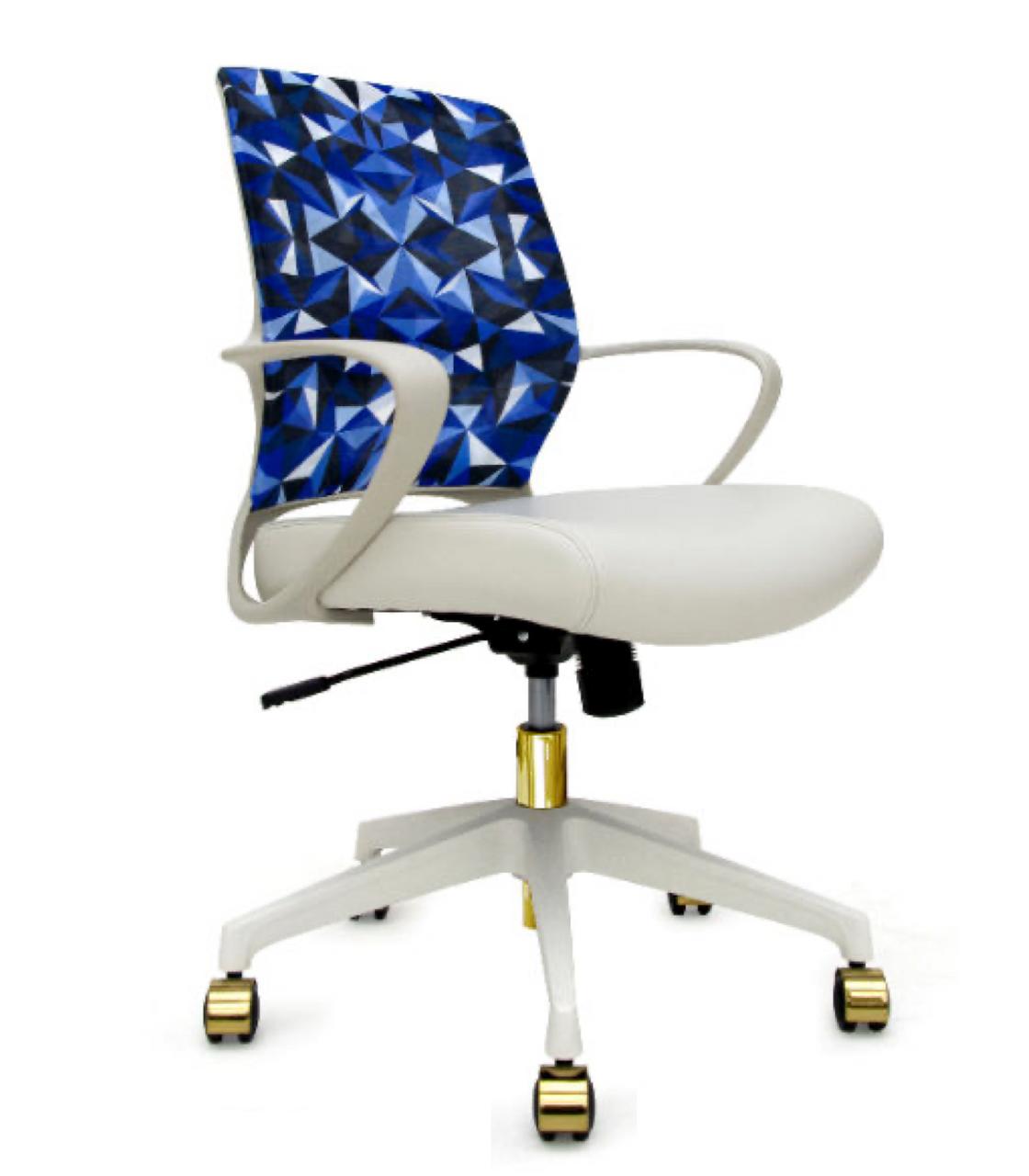 Eurotech Seating Eurotech Elizabeth Sutton Gramercy Chair with Prism Blue Back Upholstery and Gold Accents