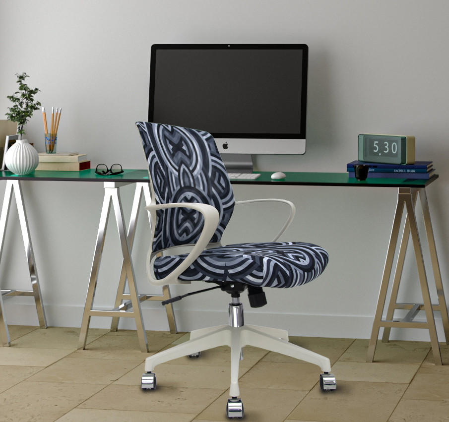 Eurotech Seating Eurotech Elizabeth Sutton Greyscale Patterned Back Chair with White Seat 