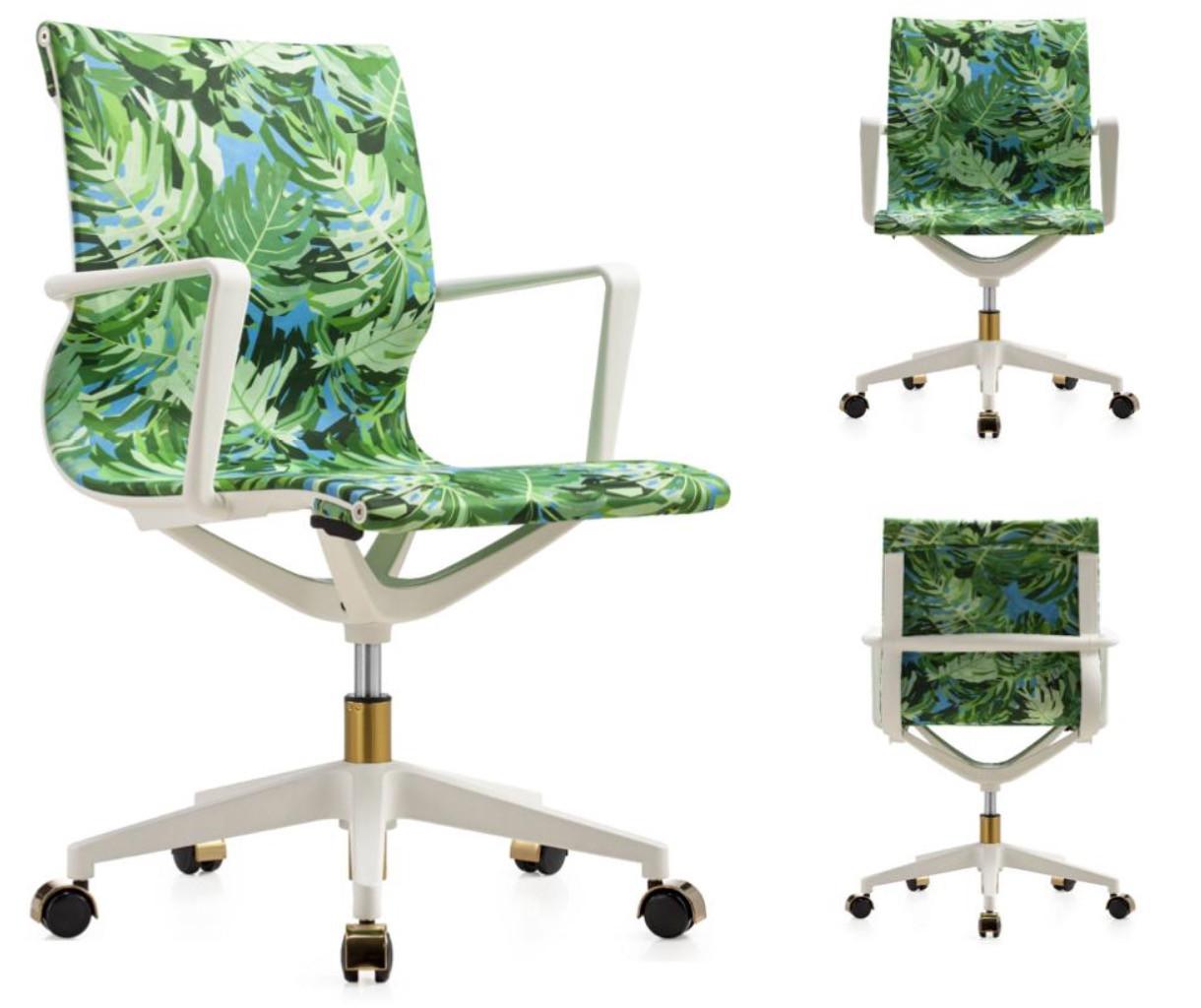 Eurotech Seating Eurotech Elizabeth Sutton Wynwood Green Floral Pattern Office Chair with Gold Accents