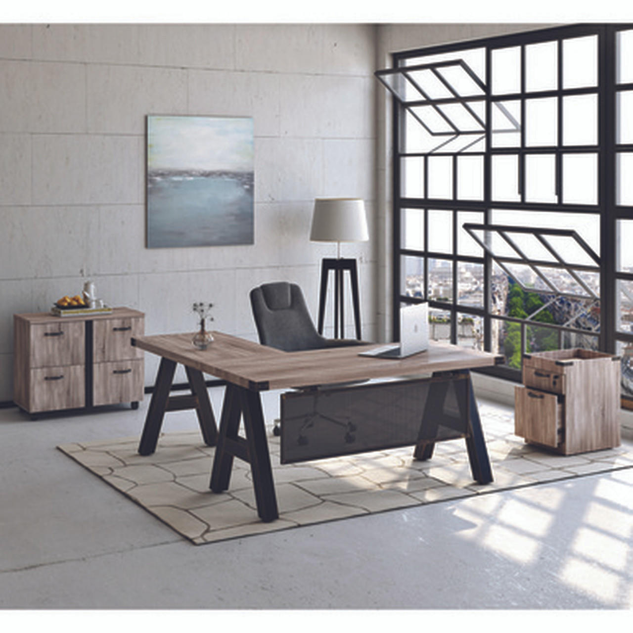  Office Source Epitome Collection Industrial Look Office Furniture Set 