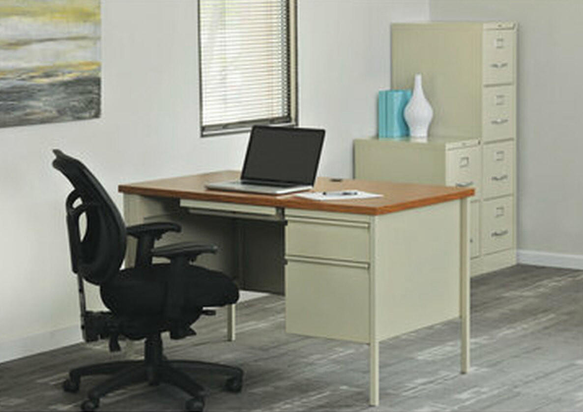 Office Source Raleigh 45"W x 24"D Single Pedestal Desk OSSP4524 