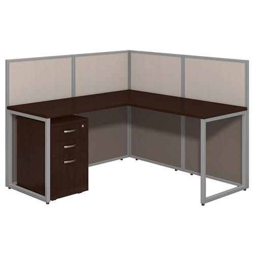 Bush Business Furniture Bush Easy Office L Shaped Cubicle Desk with File Pedestal EOD360SMR 