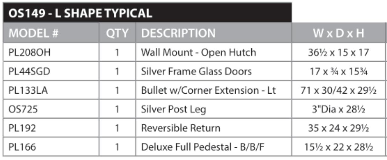  Office Source OS Laminate L Shaped Typical with Wall Mount Hutch OS149 