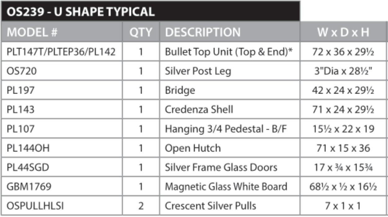 Office Source OS Laminate Collection U-Desk Layout OS239 