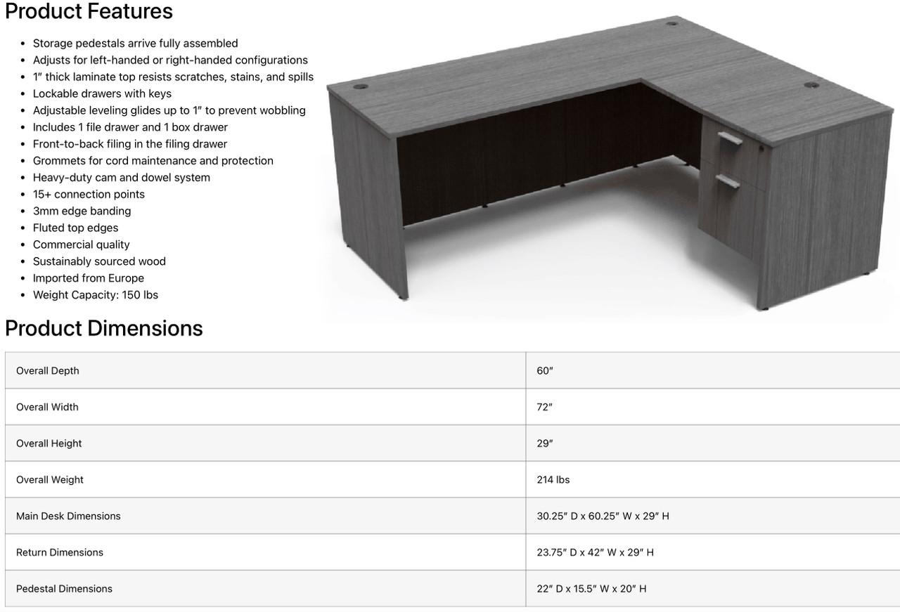i5 Industries Kai Reversible L-Desk D6072P-1