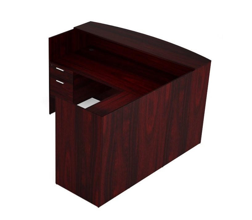 i5 Industries Kai L-Shaped Reception Desk with Suspended Pedestals