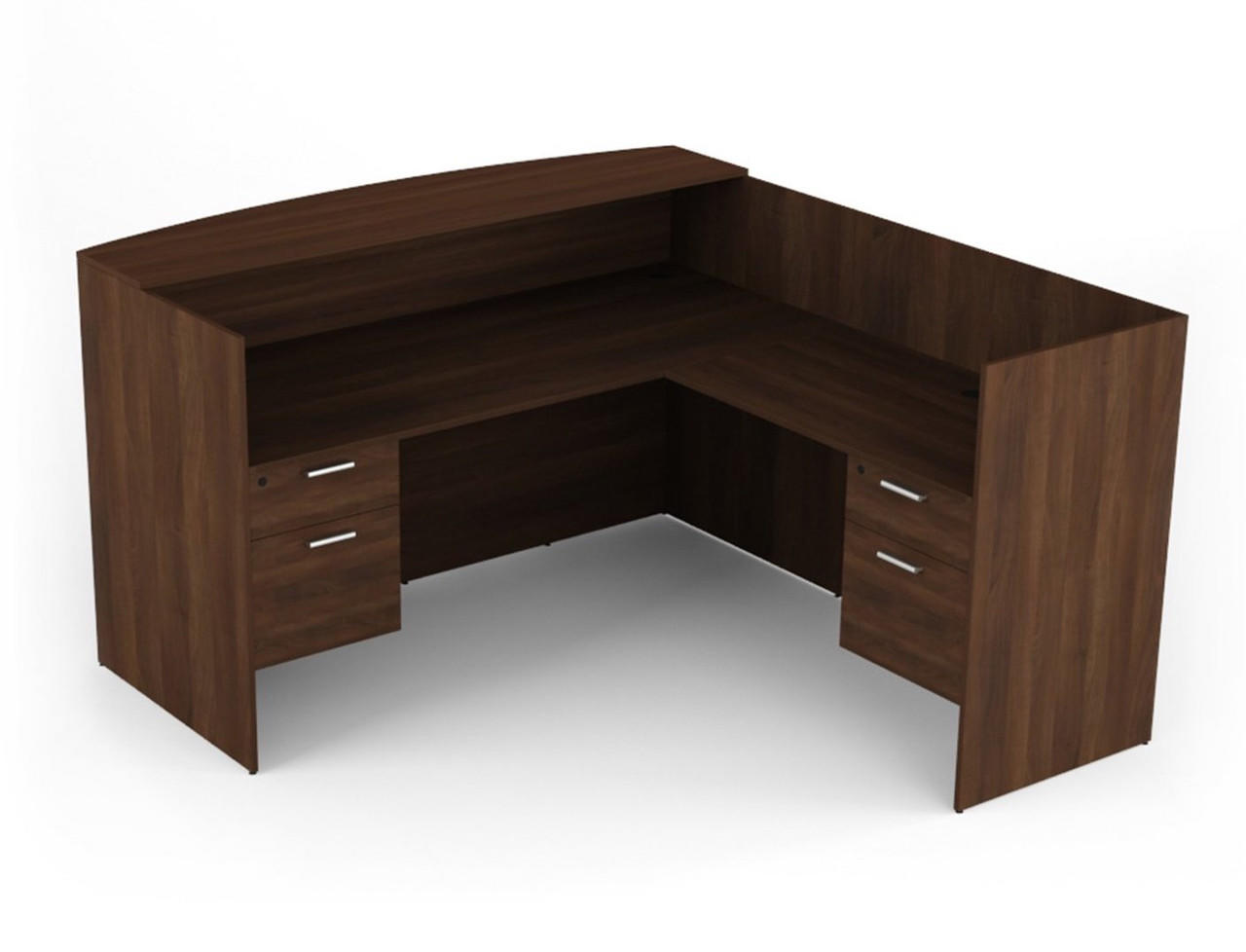 i5 Industries Kai L-Shaped Reception Desk with Suspended Pedestals