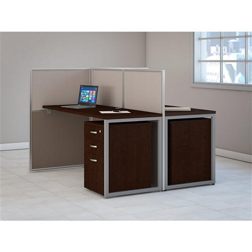 Bush Business Furniture Bush Easy Office Two Person Open Side Cubicle with Pedestals EOD460SMR 