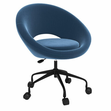 Office Source Scoop Collection Mid Century Modern Velvet Swivel Chair