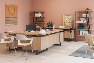 Safco Mirella L-Desk with Bookcases and Wall Cabinet