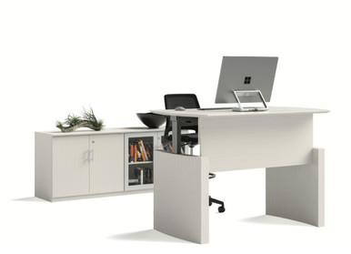 Mayline Medina Height Adjustable Desk with Low Wall Cabinet
