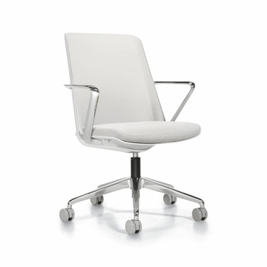 Global Prefer Modern Mesh Back Conference Chair with Polished Base and Arms