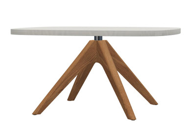 Global Drift 31"W x 26"D x 16"H Oval Laminate Top Occasional Table with Solid Wood Base 8043OV3116W