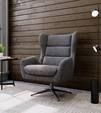 Office Source Lincoln High Back Gray Swivel Lounge Chair OSRL3007GC