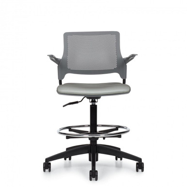Global Stream Height Adjustable Task Stool with Arms and Upholstered ...