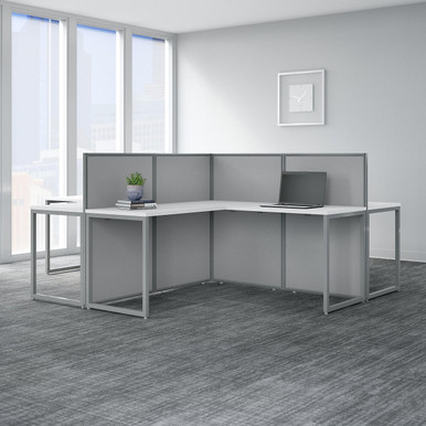 Bush Business Furniture Easy Office Modular 4 Person L Shaped Cubicle ...