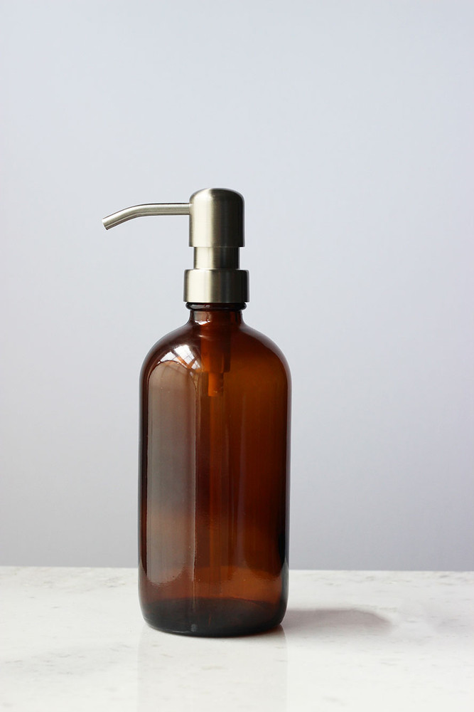 Amber Glass Apothecary Soap Dispenser - 16 oz