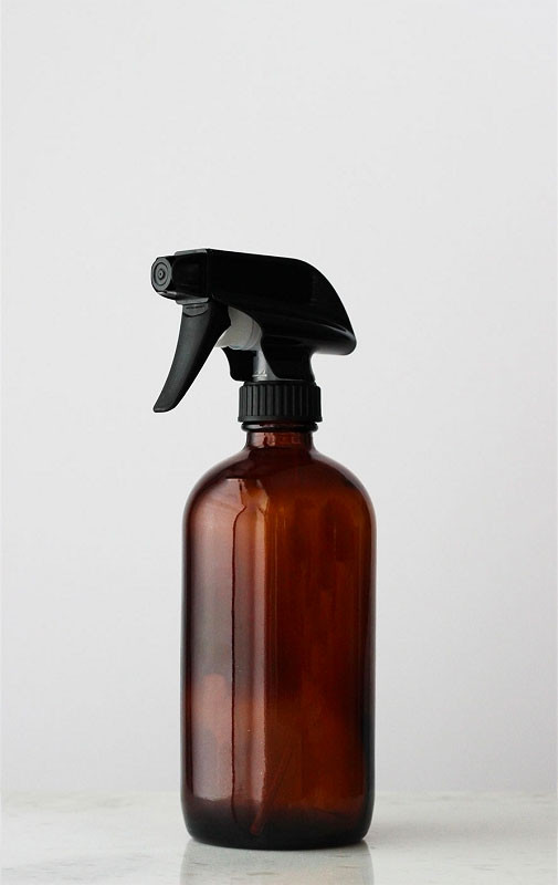 Amber Glass Cleaner Bottle with Black Spray Nozzle - RAIL19