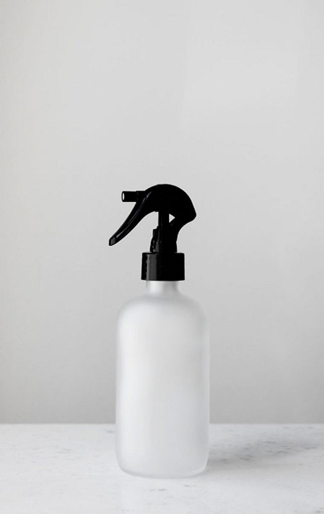 Apothecary Frosted Glass Mist Bottle with Black Mist Nozzle Apothecary Frosted Glass Mist Bottle with Black Mist Nozzle