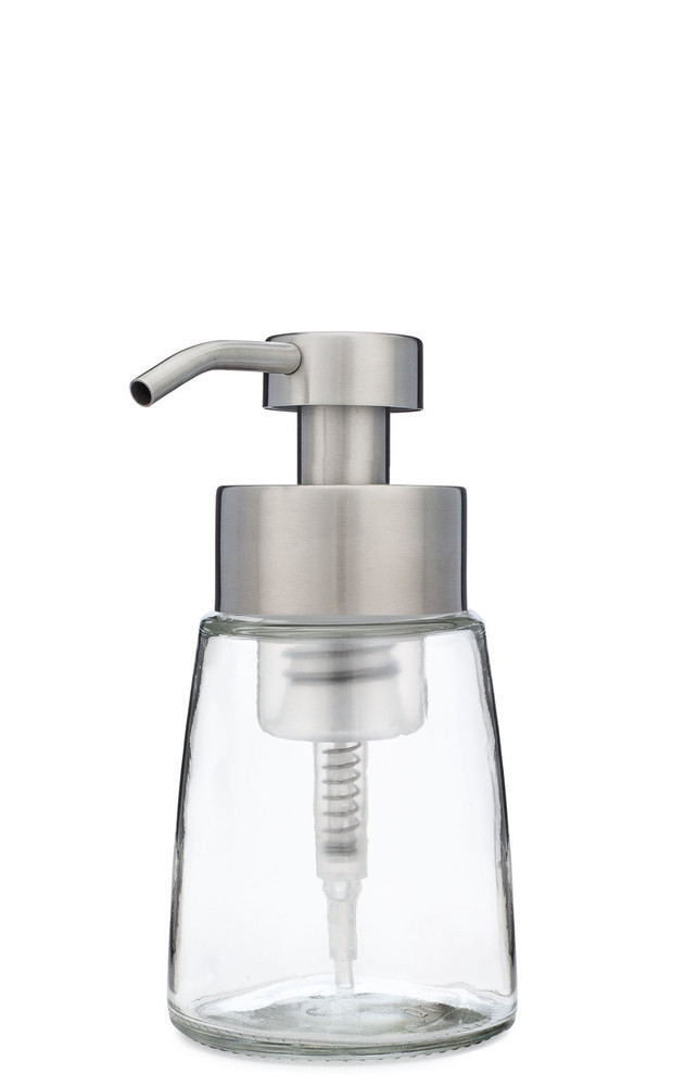 Small Glass Foam Soap Dispenser with Stainless Steel Pump Small Glass Foam Soap Dispenser with Stainless Steel Pump