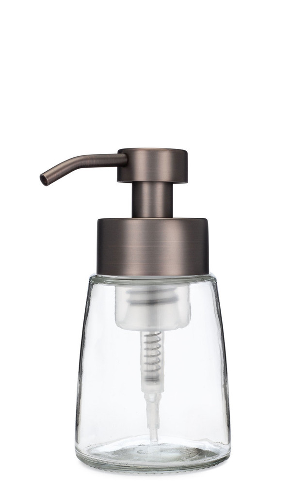 Small Glass Foam Soap Dispenser with Bronze Pump Small Glass Foam Soap Dispenser with Bronze Pump