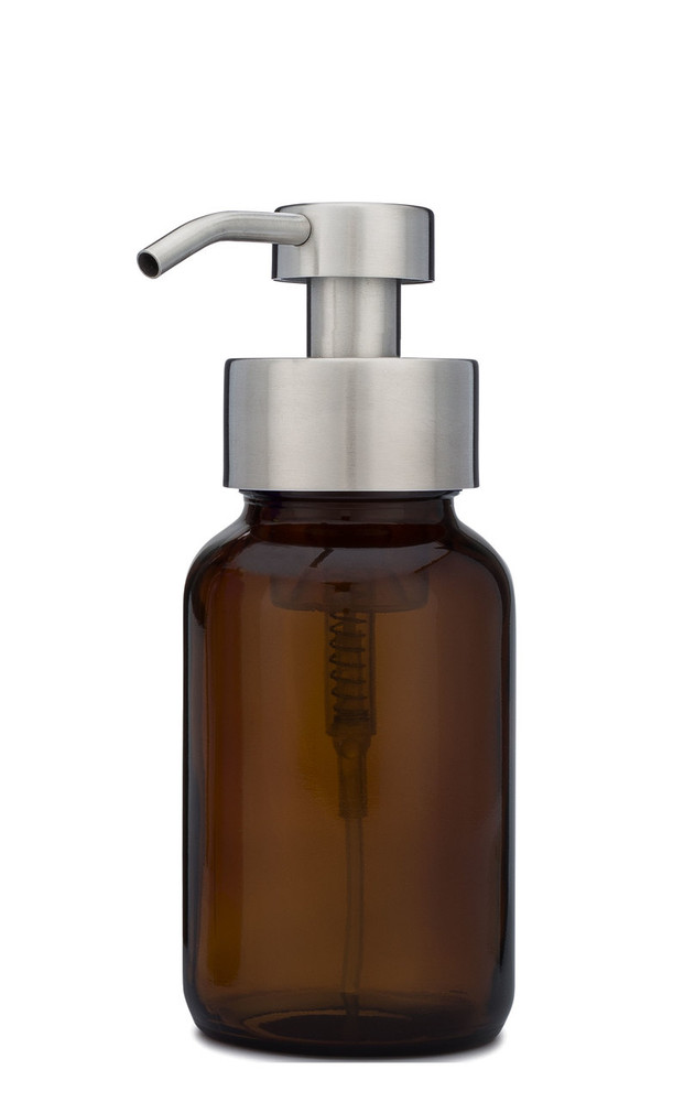 Amber Apothecary Glass Foam Soap Dispenser with Stainless Pump
