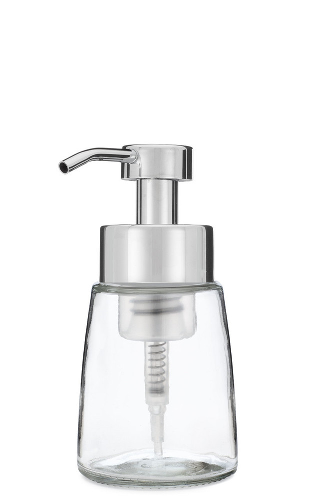 Small Glass Foam Soap Dispenser with Chrome Pump Small Glass Foam Soap Dispenser with Chrome Pump