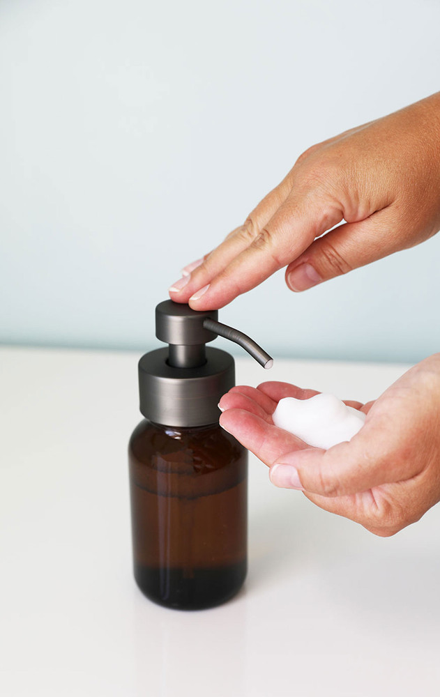 Foaming Soap Dispensers Amber Apothecary Glass Foam Soap Dispenser