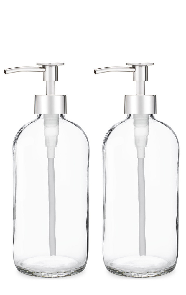 Market Clear Glass Soap Dispensers - Pair Market Clear Glass Soap Dispensers - Pair