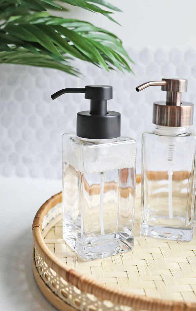 Reusable Glass Dish Soap Dispenser | Square Base