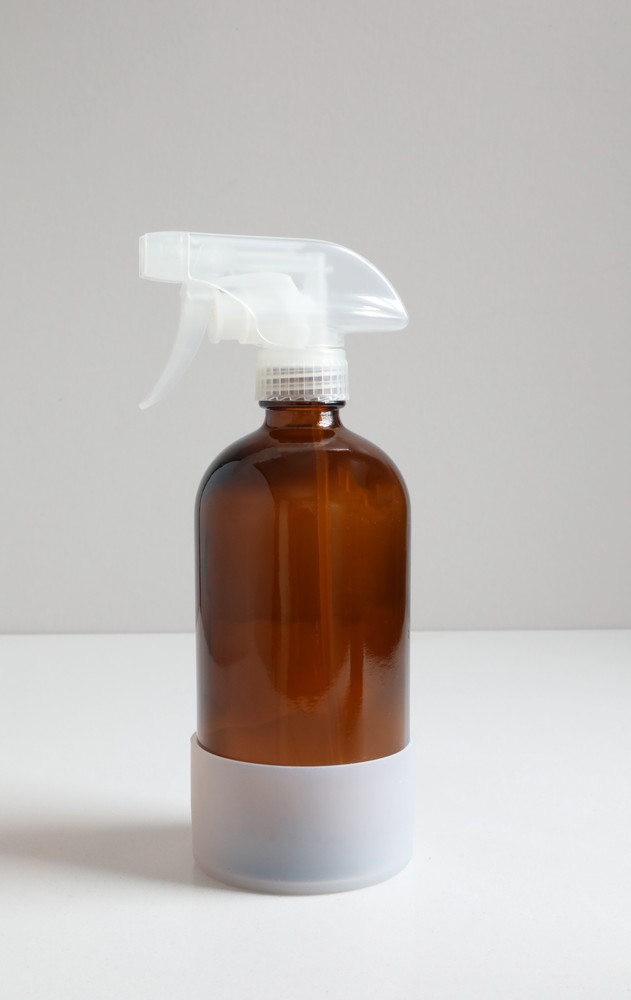 Refillable Clear Glass Cleaning Spray Bottle - With Silicone Sleeve (16 OZ)  - RAIL19