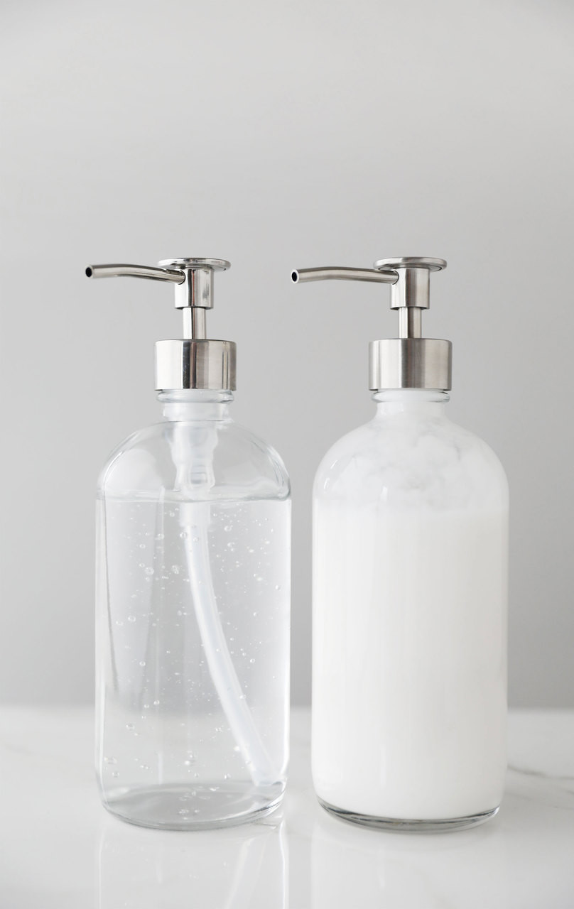Modern Collection - Clear Glass with Black Hand Soap, Dish Soap, Soap or  Lotion Dispenser