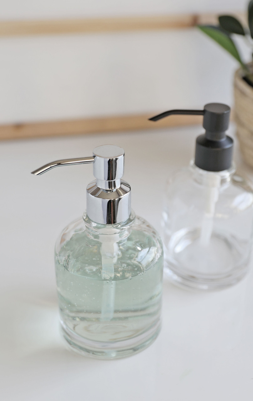 Glass Soap Dispensers Round Derby Glass Lotion Soap Dispenser with