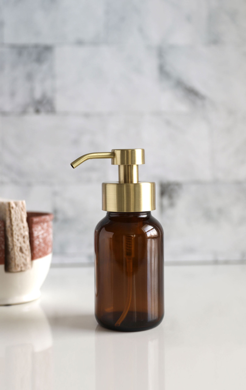 Foaming Soap Dispensers Amber Apothecary Glass Foam Soap Dispenser